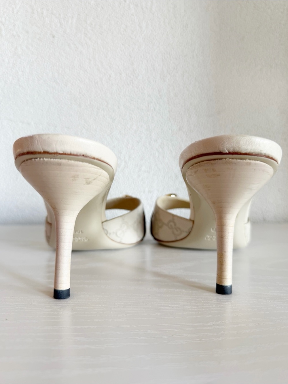 Gucci White Guccissima GG Horsebit Leather Mule Heels Size 10B Mystic White - Picture 9 of 14